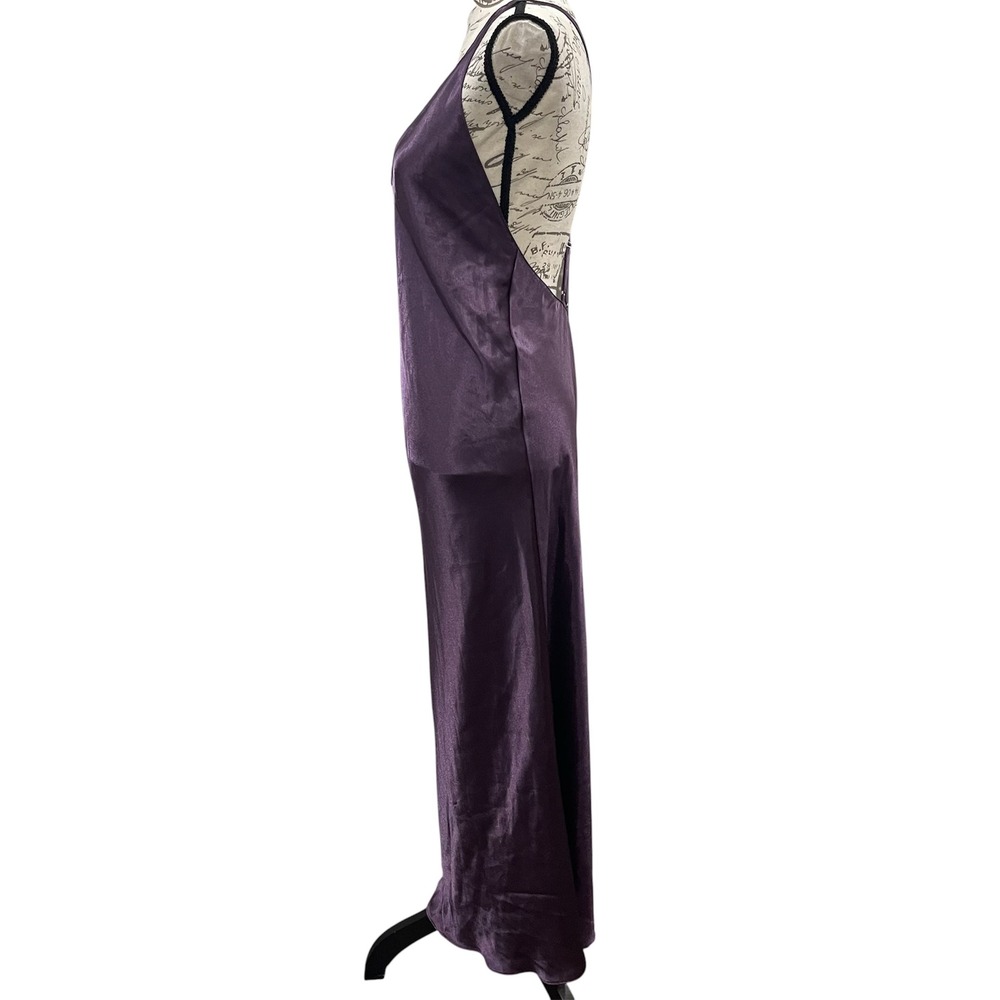 Vintage Frederick's of Hollywood Nightgown Womens M Purple Satin Maxi Open Back - Picture 6 of 6